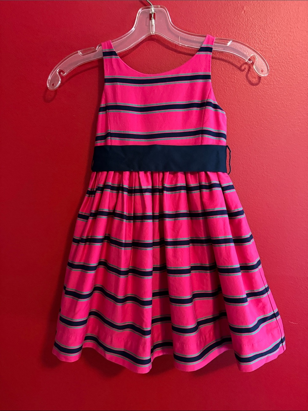 Ralph Lauren Bright Pink Stripe Party Dress